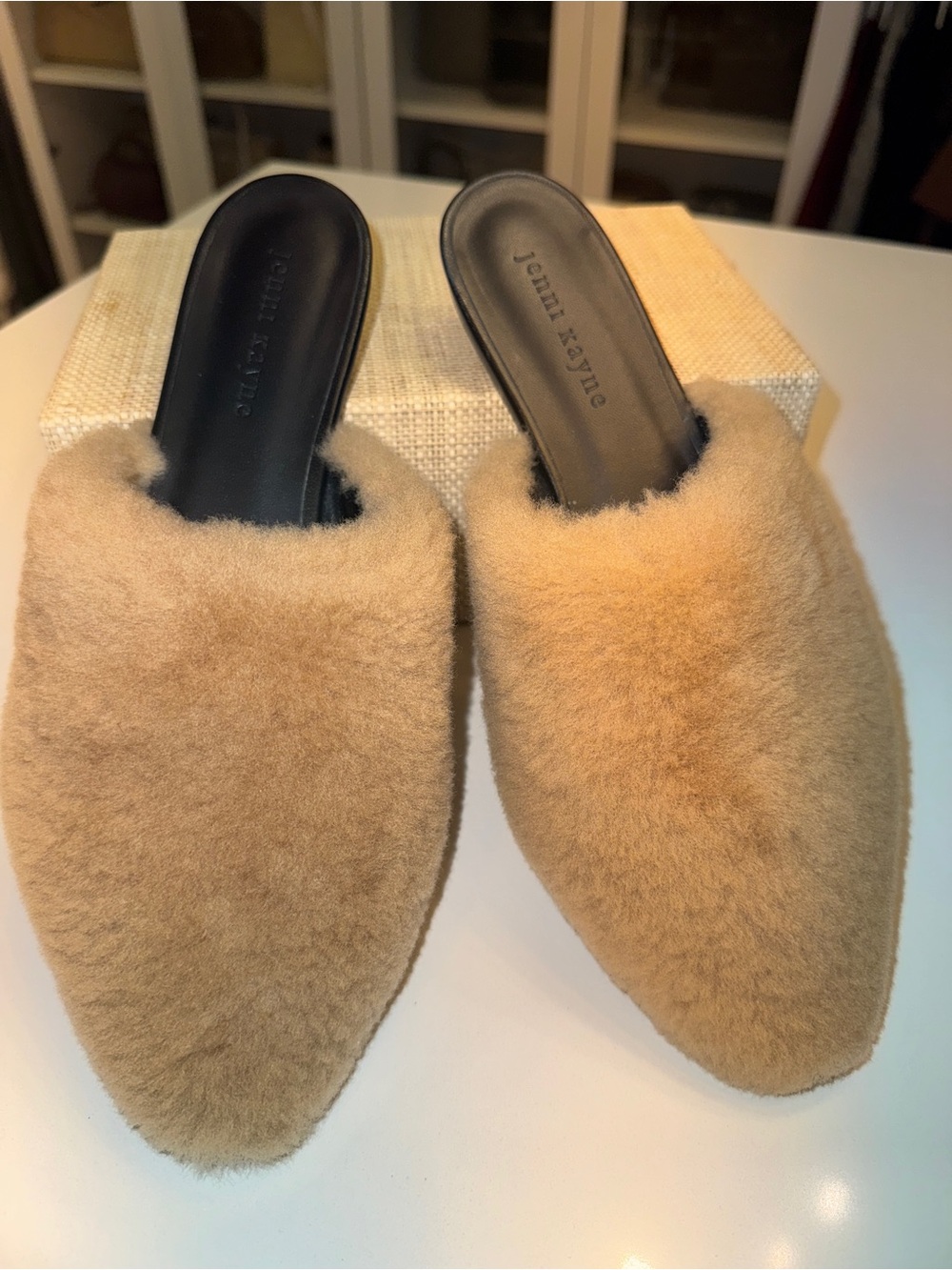 Jenni Kayne Tan Shearling Slip-On Mules